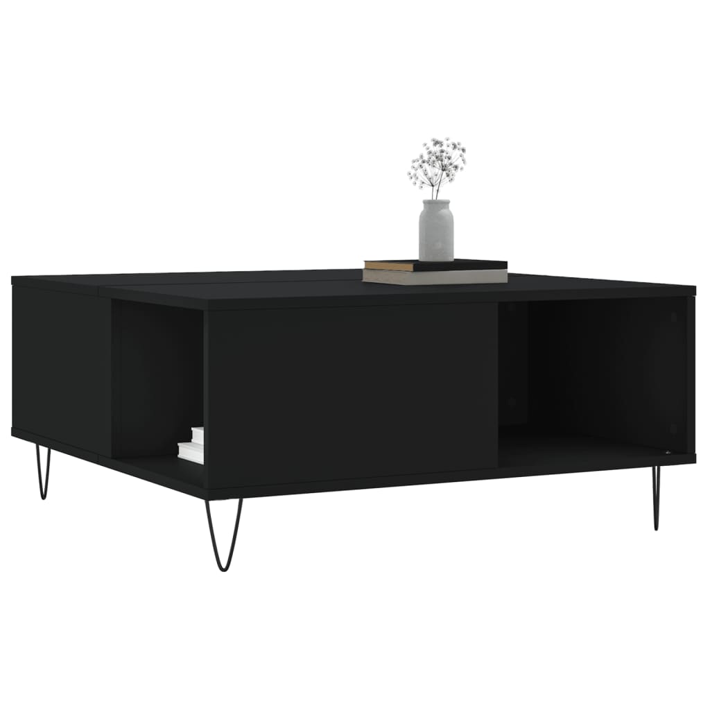 vidaXL Măsuță de cafea, negru, 80x80x36,5 cm, lemn prelucrat vidaXL Măsuță de cafea, negru, 80x80x36,5 cm, lemn prelucrat