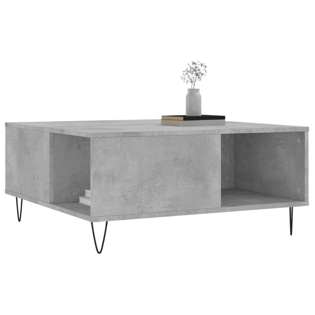 vidaXL Măsuță de cafea, gri beton, 80x80x36,5 cm, lemn prelucrat vidaXL Măsuță de cafea, gri beton, 80x80x36,5 cm, lemn prelucrat
