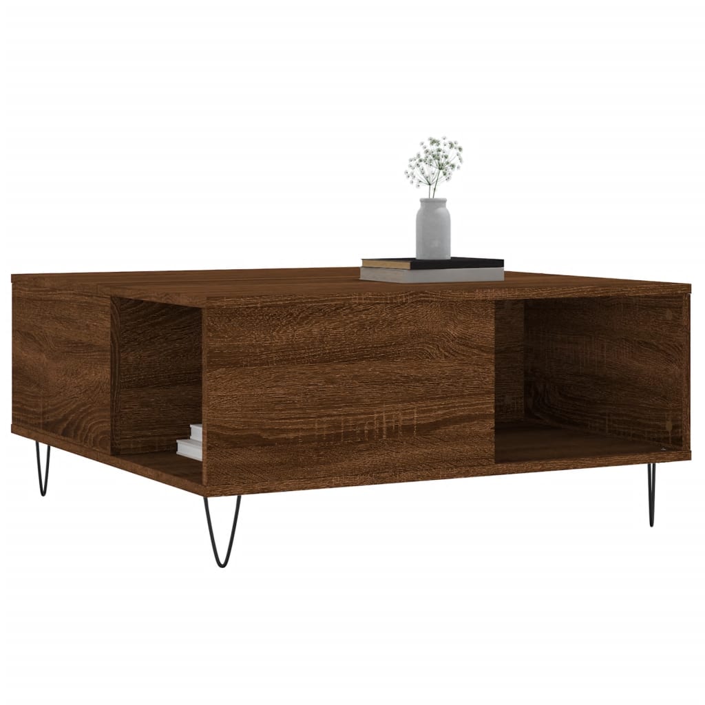 vidaXL Măsuță de cafea, stejar maro, 80x80x36,5 cm, lemn prelucrat vidaXL Măsuță de cafea, stejar maro, 80x80x36,5 cm, lemn prelucrat