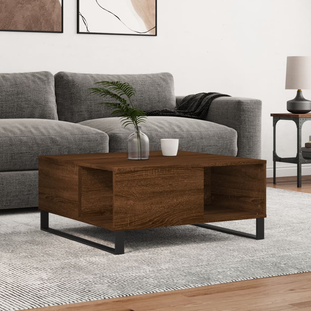 vidaXL Măsuță de cafea, stejar maro, 80x80x36,5 cm, lemn prelucrat vidaXL Măsuță de cafea, stejar maro, 80x80x36,5 cm, lemn prelucrat