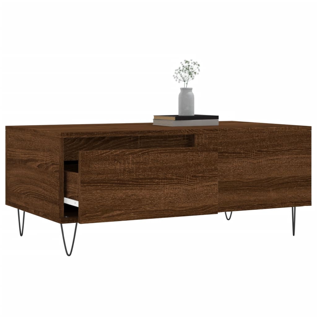 vidaXL Măsuță de cafea, stejar maro, 90x50x36,5 cm, lemn prelucrat vidaXL Măsuță de cafea, stejar maro, 90x50x36,5 cm, lemn prelucrat