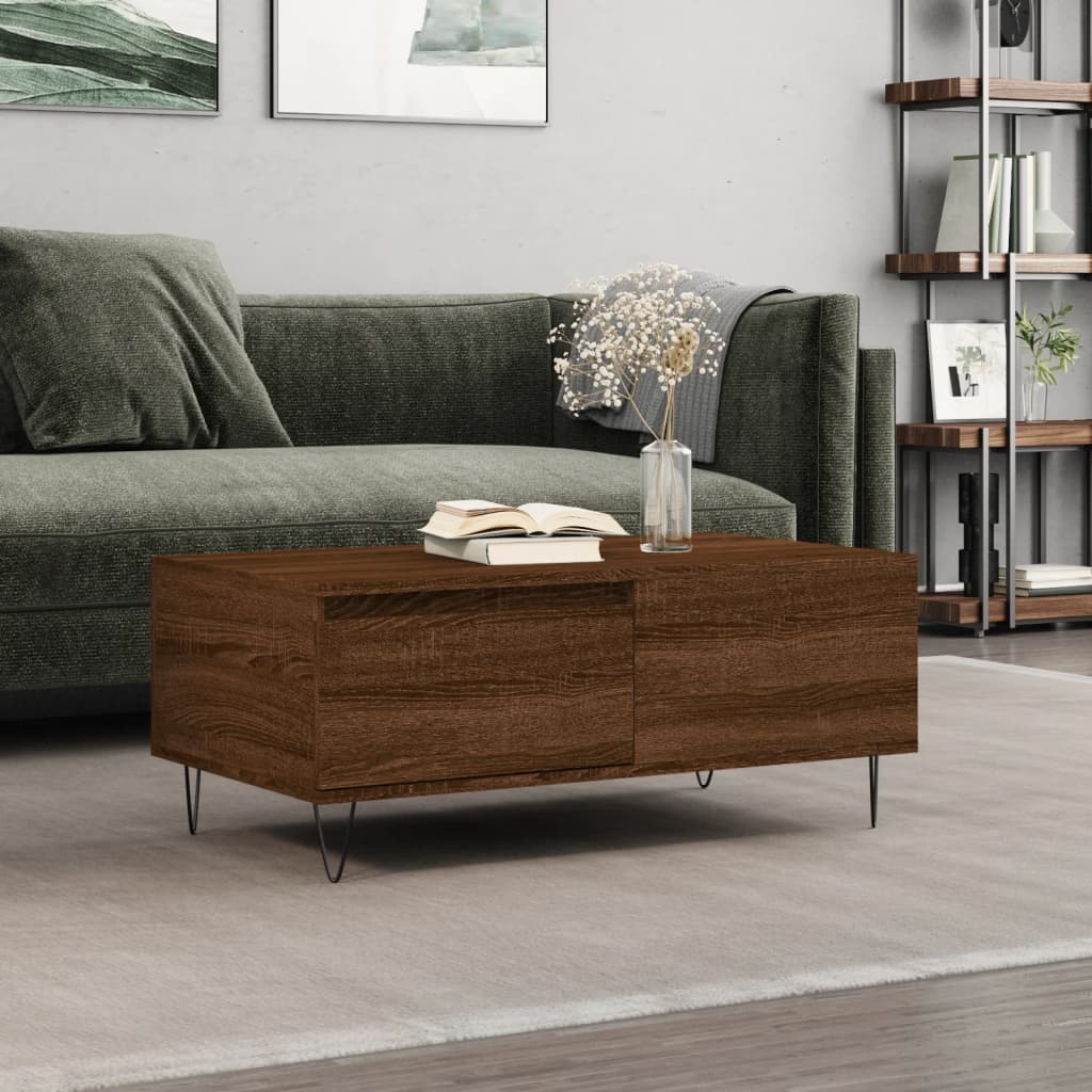 vidaXL Măsuță de cafea, stejar maro, 90x50x36,5 cm, lemn prelucrat vidaXL Măsuță de cafea, stejar maro, 90x50x36,5 cm, lemn prelucrat