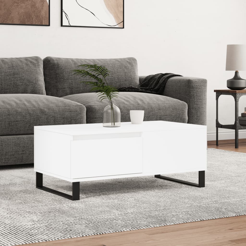 vidaXL Măsuță de cafea, alb, 90x50x36,5 cm, lemn prelucrat vidaXL Măsuță de cafea, alb, 90x50x36,5 cm, lemn prelucrat