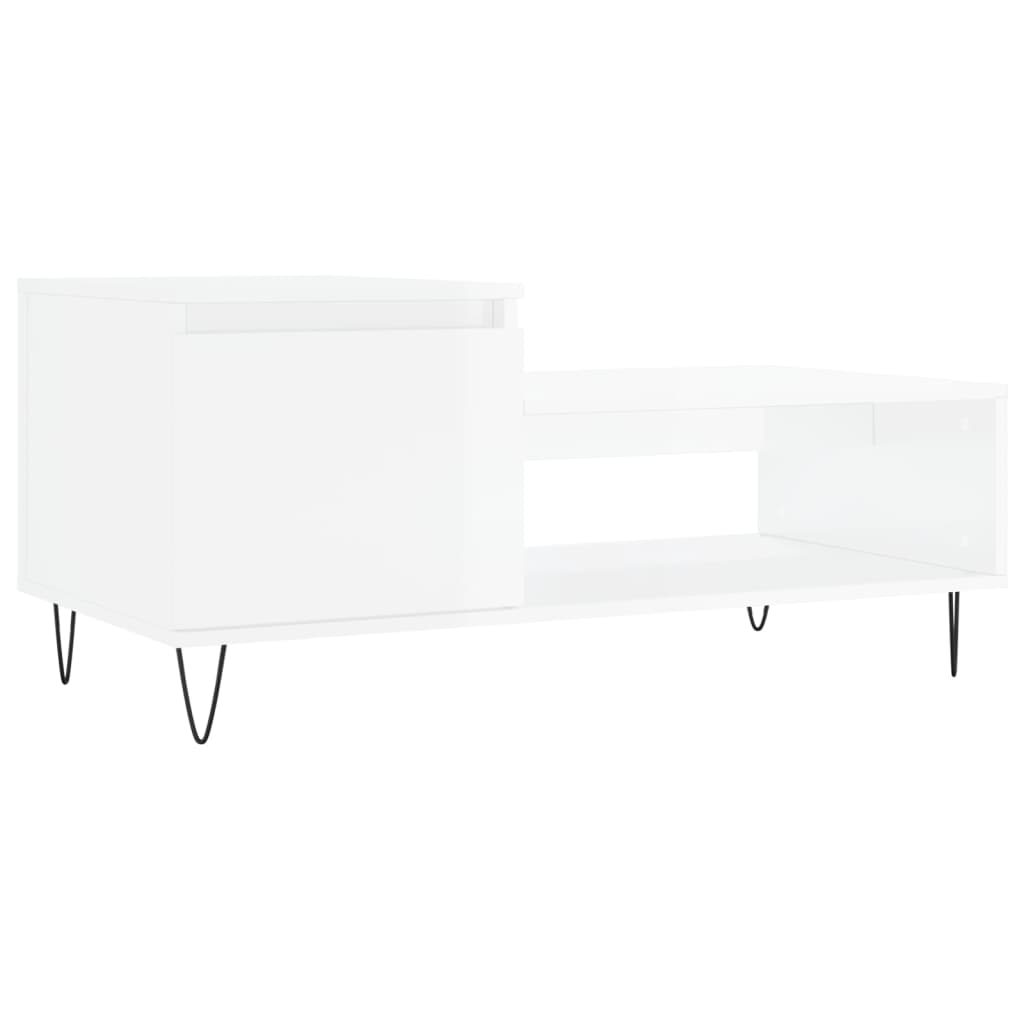 vidaXL Măsuță de cafea, alb extralucios, 100x50x45 cm, lemn compozit vidaXL Măsuță de cafea, alb extralucios, 100x50x45 cm, lemn compozit