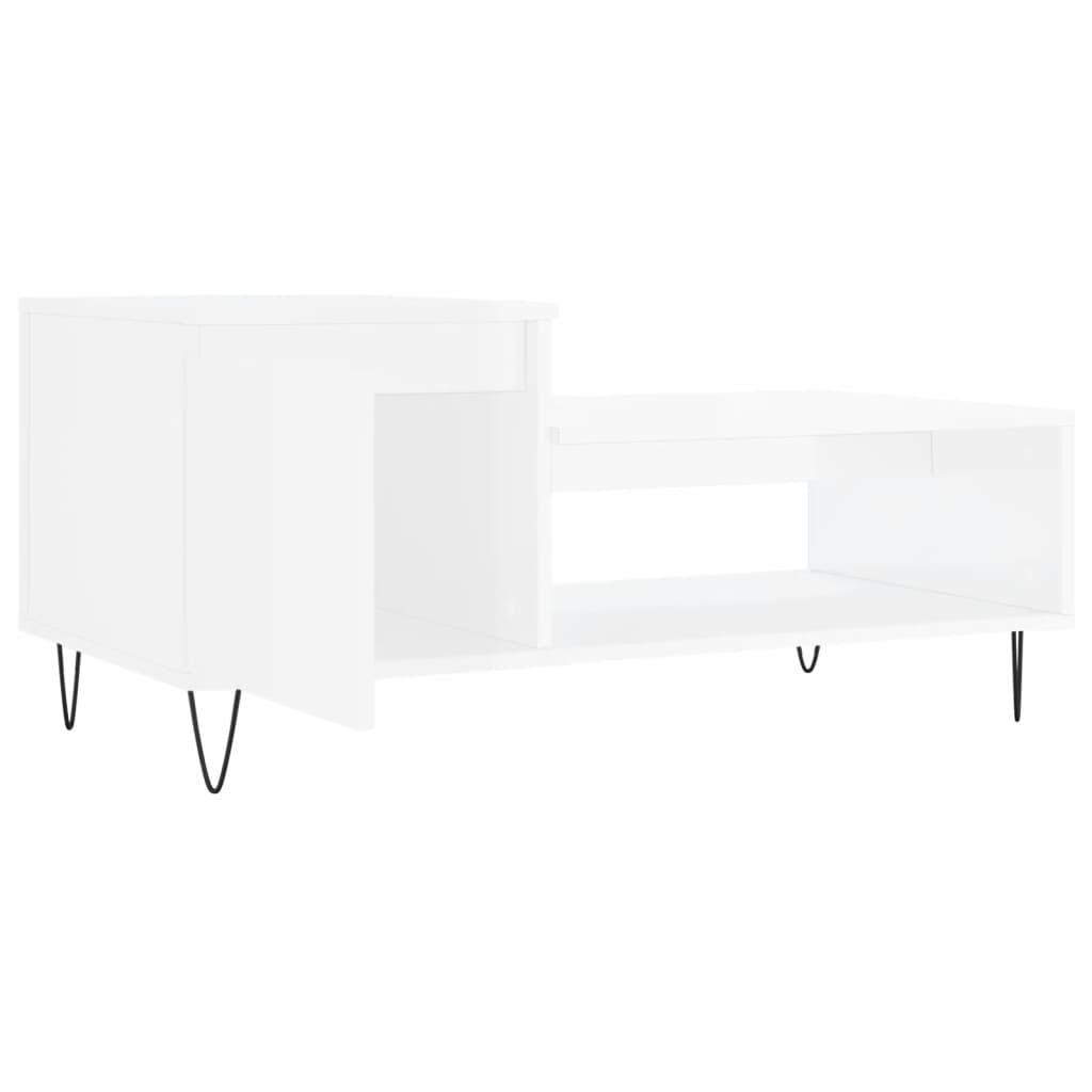 vidaXL Măsuță de cafea, alb extralucios, 100x50x45 cm, lemn compozit vidaXL Măsuță de cafea, alb extralucios, 100x50x45 cm, lemn compozit