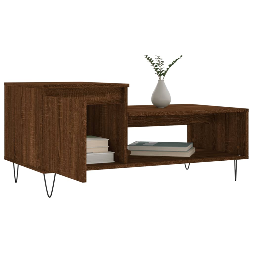 vidaXL Măsuță de cafea, stejar maro, 100x50x45 cm, lemn prelucrat vidaXL Măsuță de cafea, stejar maro, 100x50x45 cm, lemn prelucrat