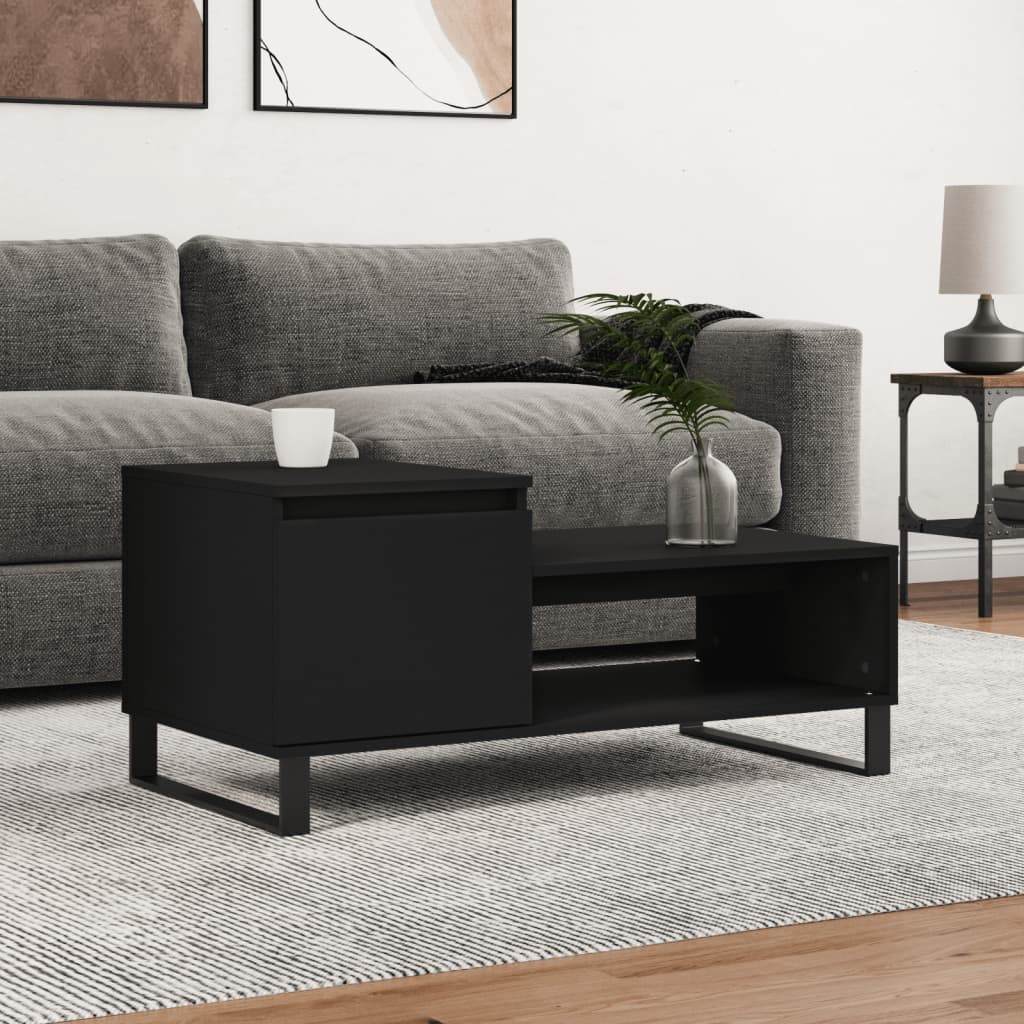 vidaXL Măsuță de cafea, negru, 100x50x45 cm, lemn prelucrat vidaXL Măsuță de cafea, negru, 100x50x45 cm, lemn prelucrat