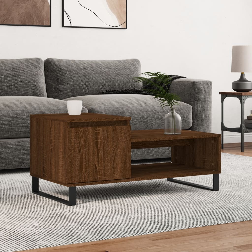 vidaXL Măsuță de cafea, stejar maro, 100x50x45 cm, lemn prelucrat vidaXL Măsuță de cafea, stejar maro, 100x50x45 cm, lemn prelucrat