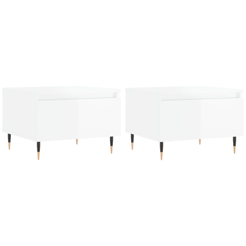 vidaXL Mese de cafea 2 buc. alb extralucios 50x46x35 cm lemn compozit