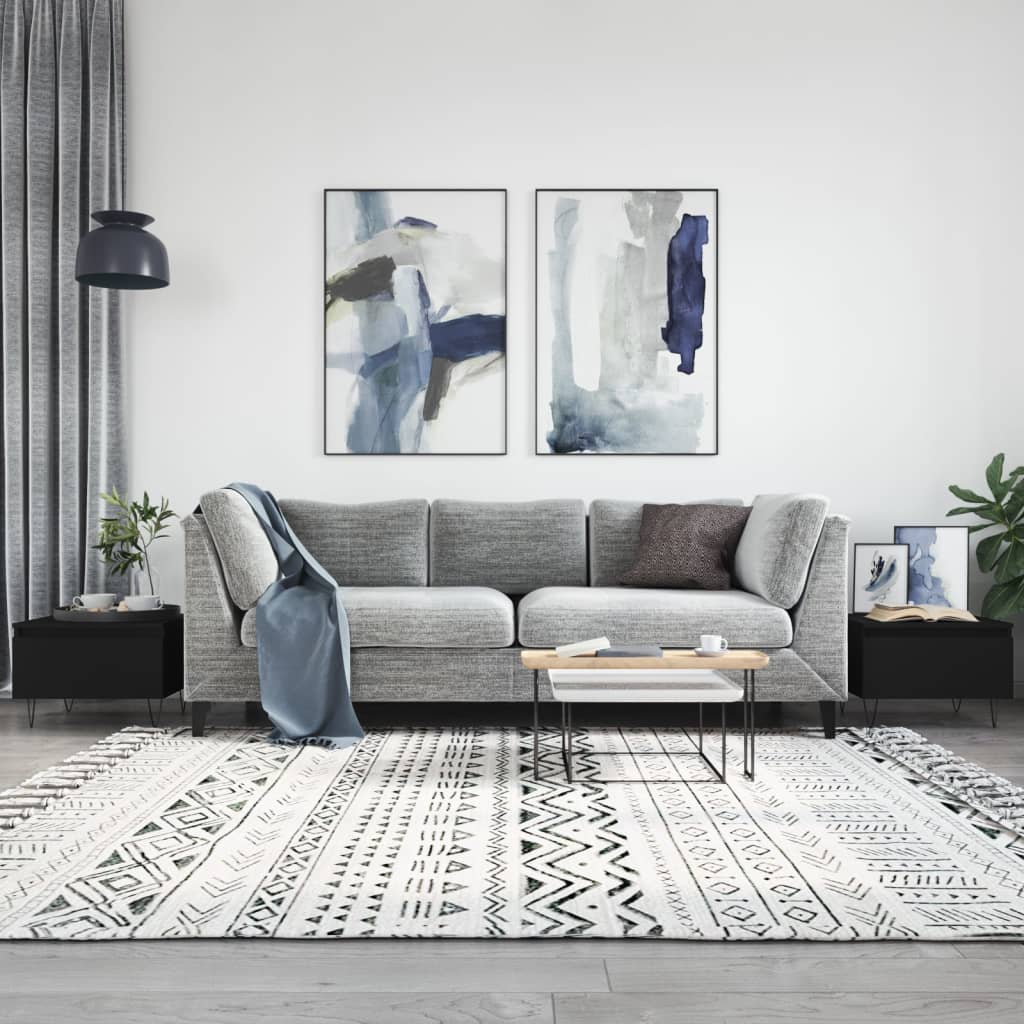 vidaXL Măsuțe de cafea, 2 buc., negru, 50x46x35 cm, lemn prelucrat vidaXL Măsuțe de cafea, 2 buc., negru, 50x46x35 cm, lemn prelucrat