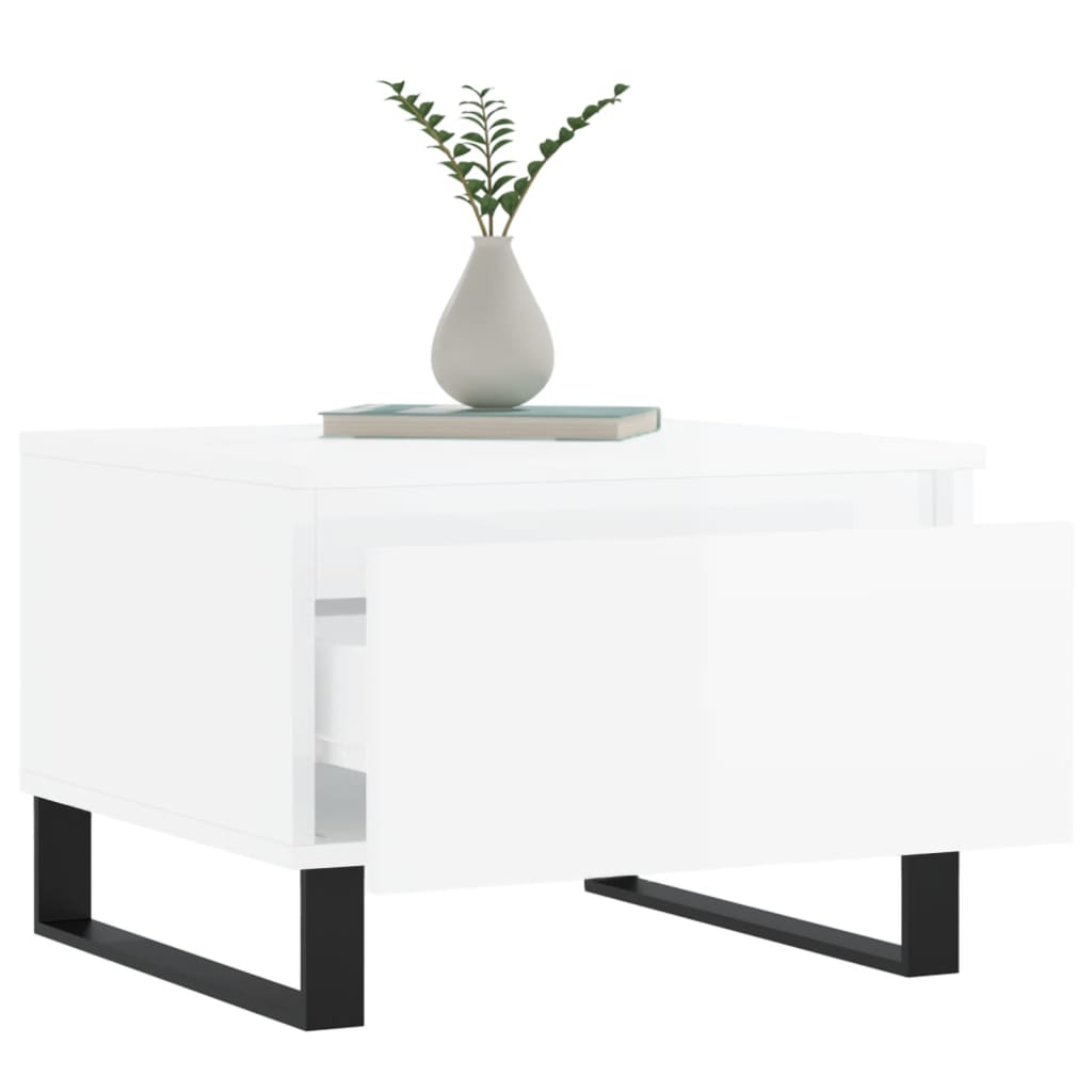 vidaXL Mese de cafea 2 buc. alb extralucios 50x46x35 cm lemn compozit