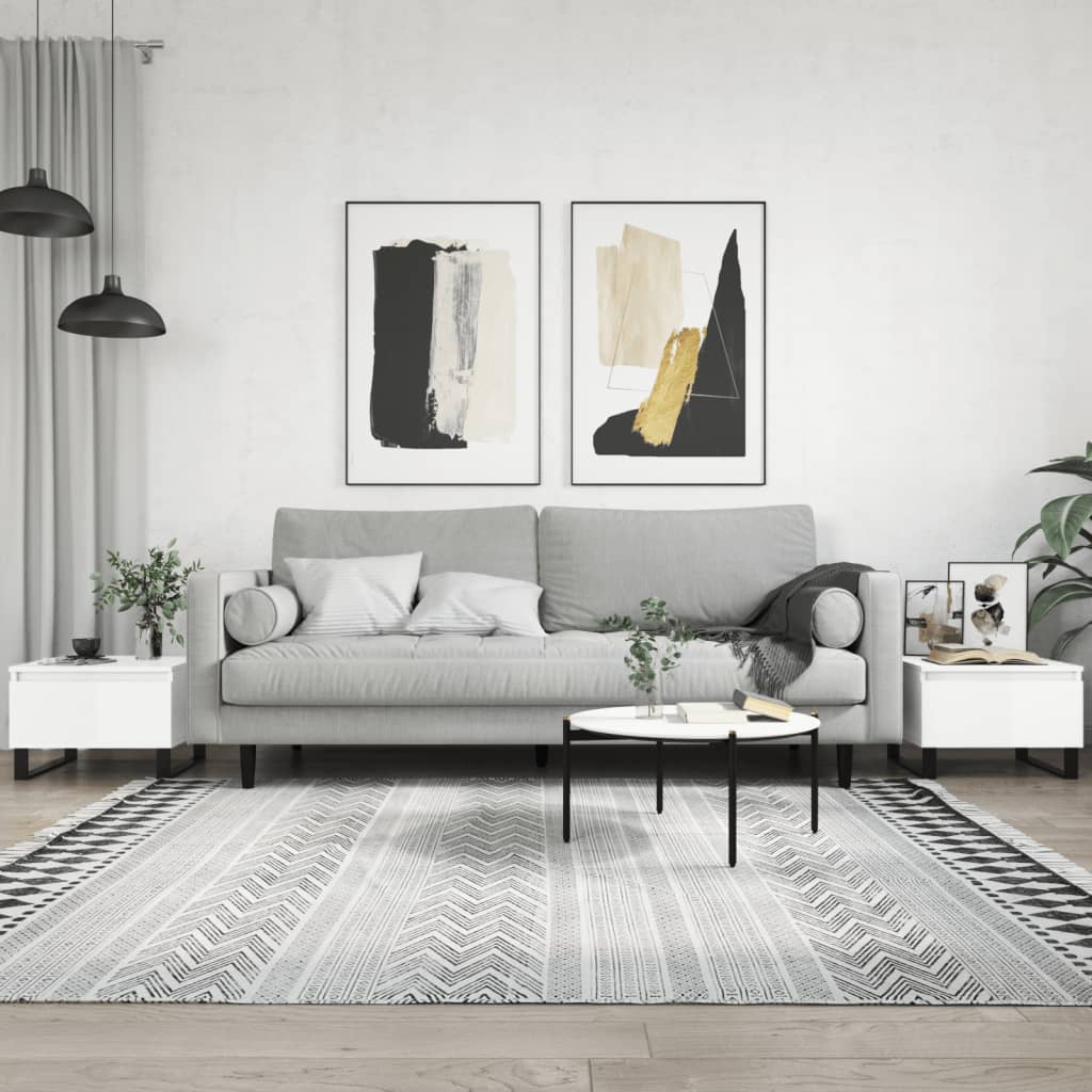 vidaXL Mese de cafea 2 buc. alb extralucios 50x46x35 cm lemn compozit