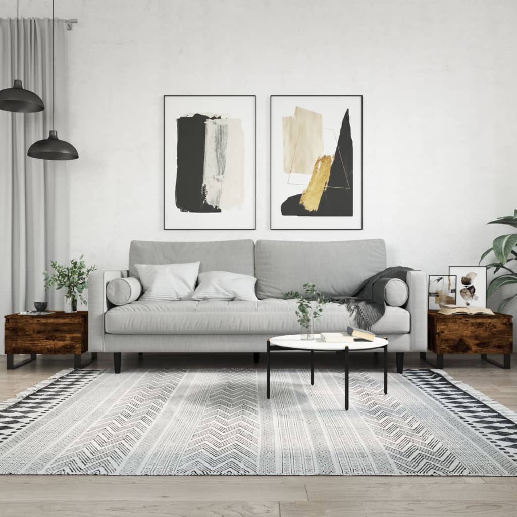 vidaXL Mese de cafea 2 buc. stejar fumuriu 50x46x35 cm lemn compozit vidaXL Mese de cafea 2 buc. stejar fumuriu 50x46x35 cm lemn compozit
