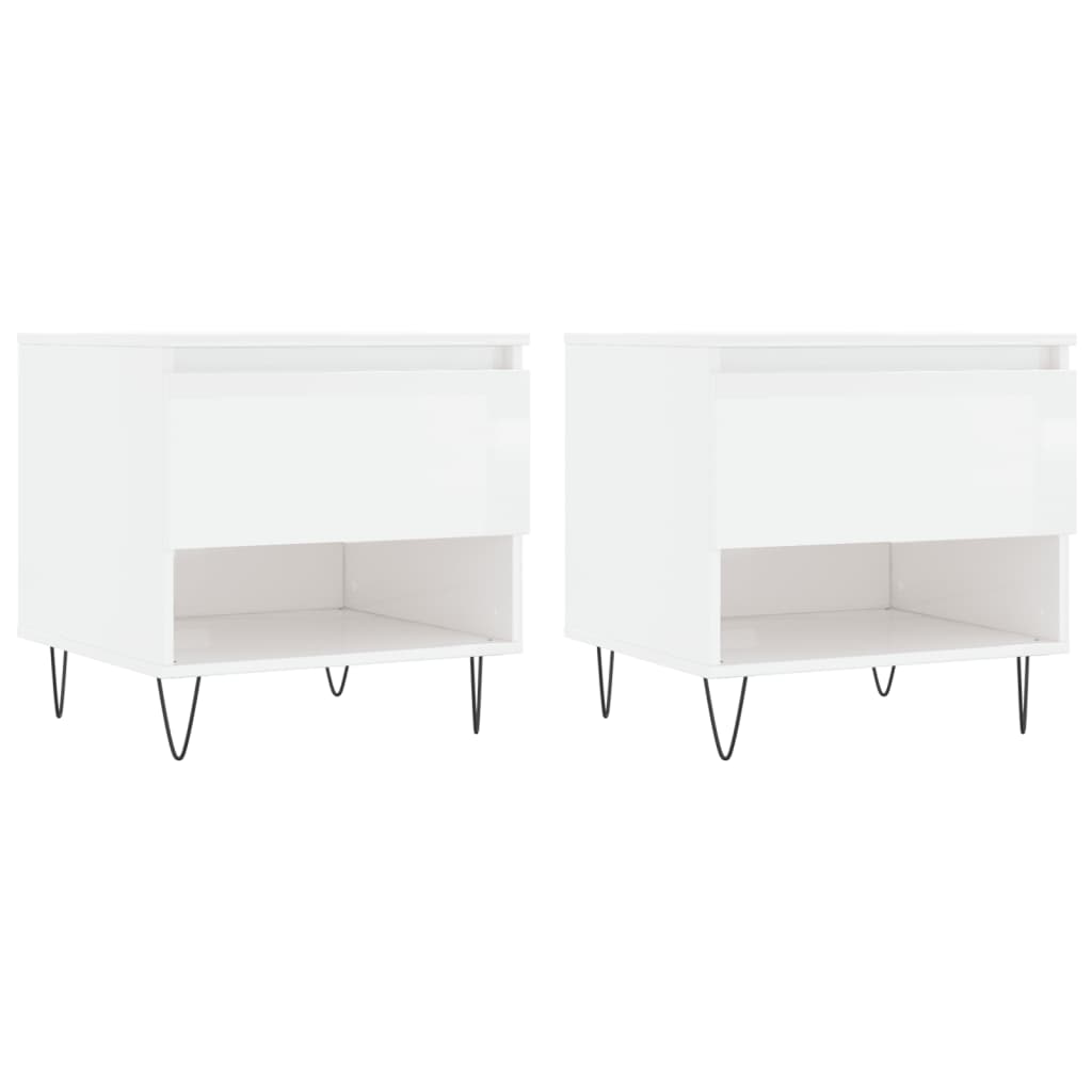 vidaXL Mese de cafea 2 buc. alb extralucios 50x46x50 cm lemn compozit