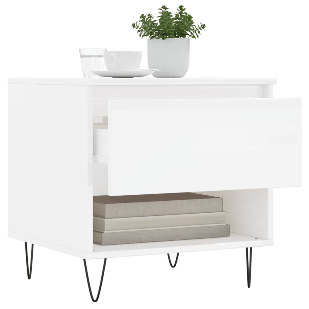 vidaXL Mese de cafea 2 buc. alb extralucios 50x46x50 cm lemn compozit