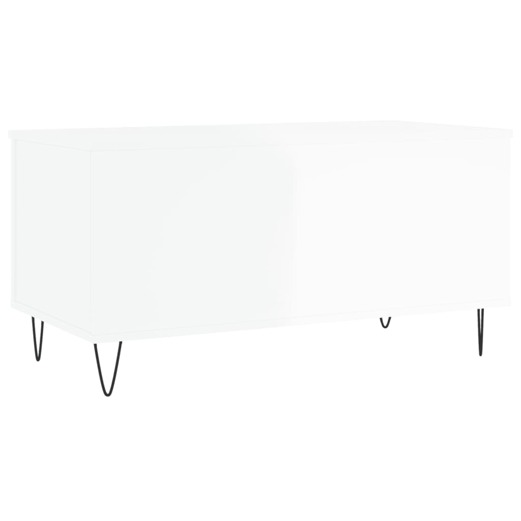 vidaXL Măsuță de cafea, alb extralucios, 90x44,5x45 cm, lemn compozit