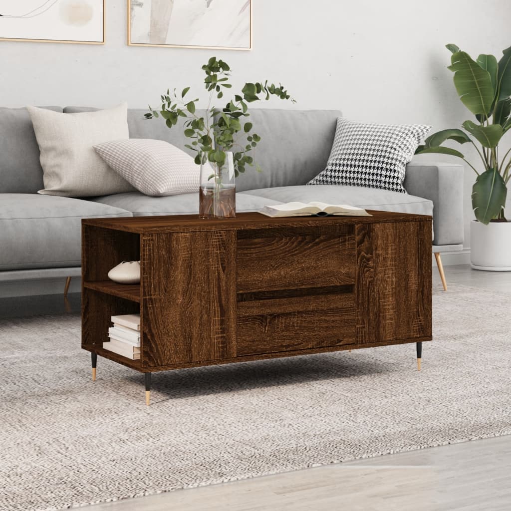 vidaXL Măsuță de cafea, stejar maro, 102x44,5x50 cm, lemn prelucrat vidaXL Măsuță de cafea, stejar maro, 102x44,5x50 cm, lemn prelucrat
