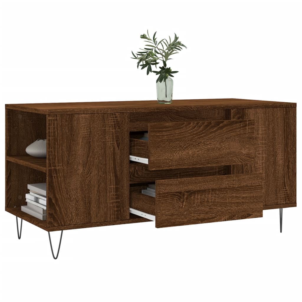 vidaXL Măsuță de cafea, stejar maro, 102x44,5x50 cm, lemn prelucrat vidaXL Măsuță de cafea, stejar maro, 102x44,5x50 cm, lemn prelucrat