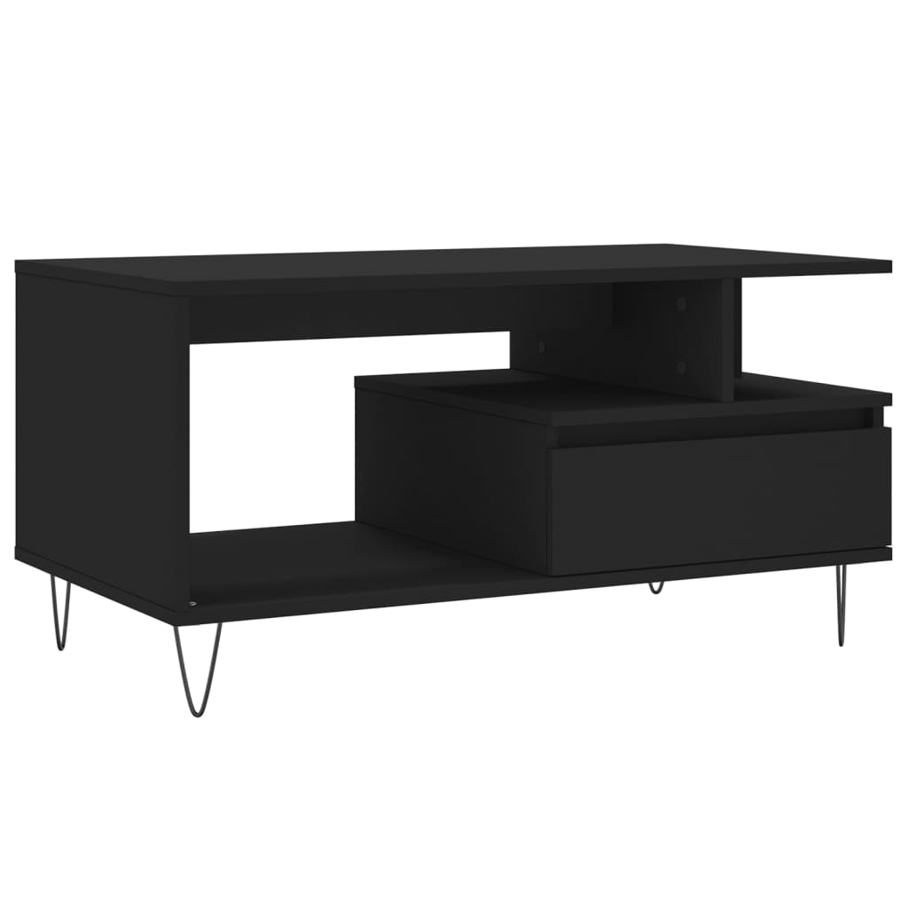 vidaXL Măsuță de cafea, negru, 90x49x45 cm, lemn compozit vidaXL Măsuță de cafea, negru, 90x49x45 cm, lemn compozit