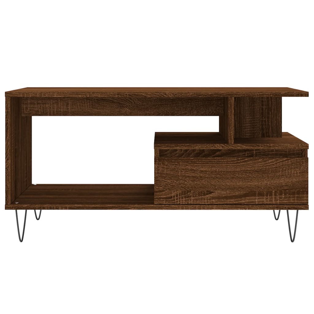 vidaXL Măsuță de cafea, stejar maro, 90x49x45 cm, lemn prelucrat vidaXL Măsuță de cafea, stejar maro, 90x49x45 cm, lemn prelucrat