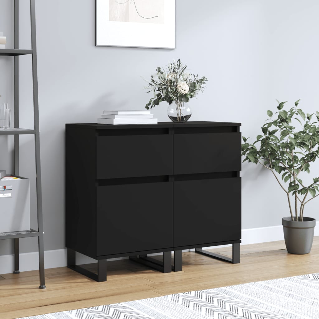 vidaXL Servante, 2 buc., negru, 40x35x70 cm, lemn prelucrat