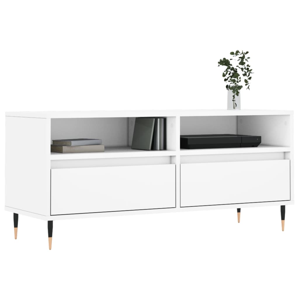 vidaXL Comodă TV, alb, 100x34,5x44,5 cm, lemn prelucrat vidaXL Comodă TV, alb, 100x34,5x44,5 cm, lemn prelucrat