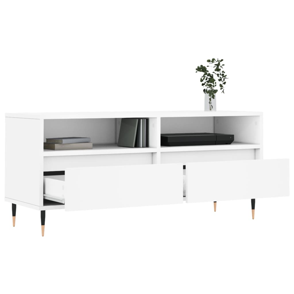 vidaXL Comodă TV, alb, 100x34,5x44,5 cm, lemn prelucrat vidaXL Comodă TV, alb, 100x34,5x44,5 cm, lemn prelucrat