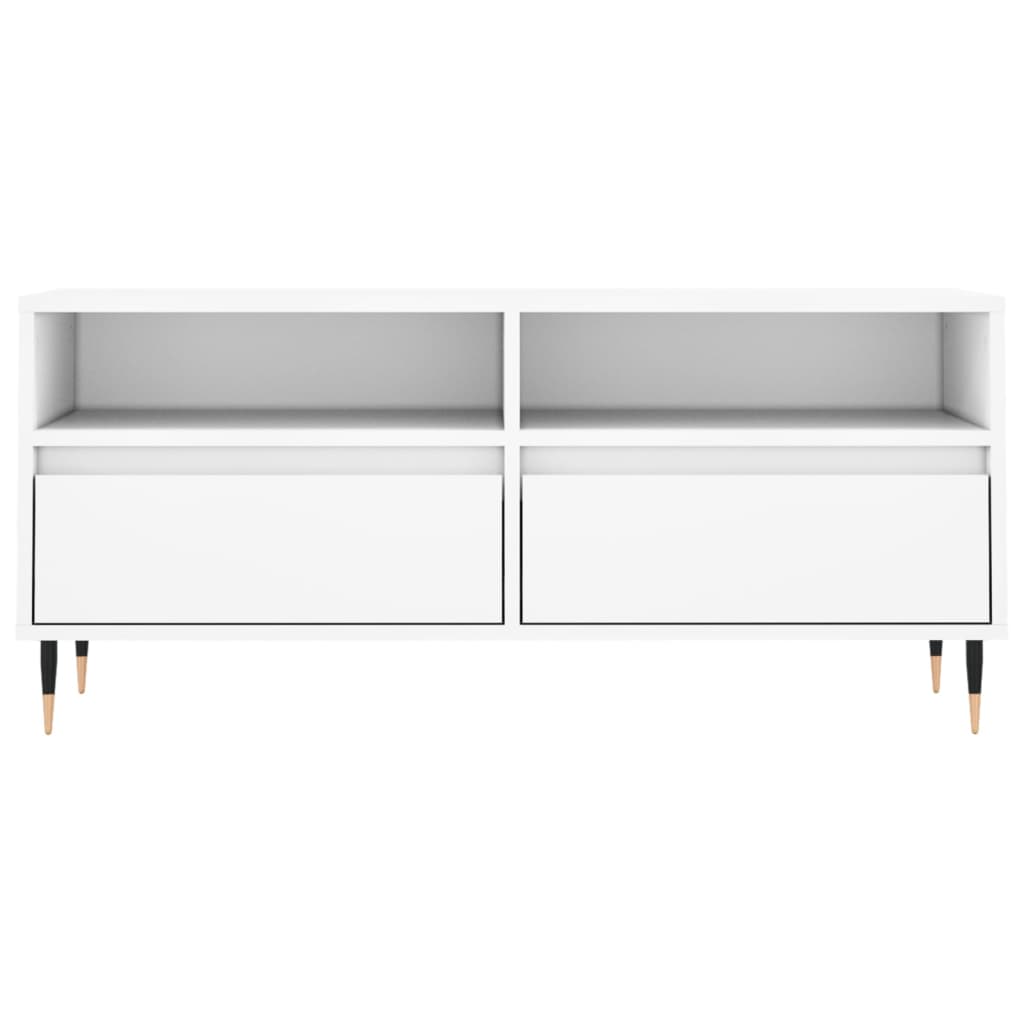 vidaXL Comodă TV, alb, 100x34,5x44,5 cm, lemn prelucrat vidaXL Comodă TV, alb, 100x34,5x44,5 cm, lemn prelucrat