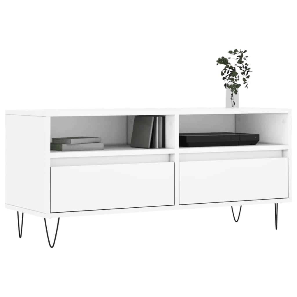 vidaXL Comodă TV, alb, 100x34,5x44,5 cm, lemn prelucrat vidaXL Comodă TV, alb, 100x34,5x44,5 cm, lemn prelucrat