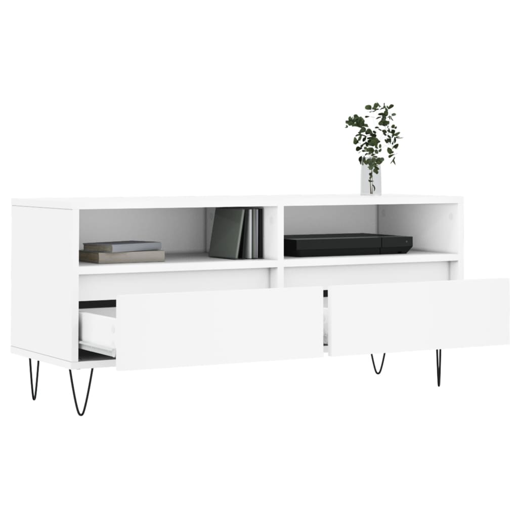 vidaXL Comodă TV, alb, 100x34,5x44,5 cm, lemn prelucrat vidaXL Comodă TV, alb, 100x34,5x44,5 cm, lemn prelucrat