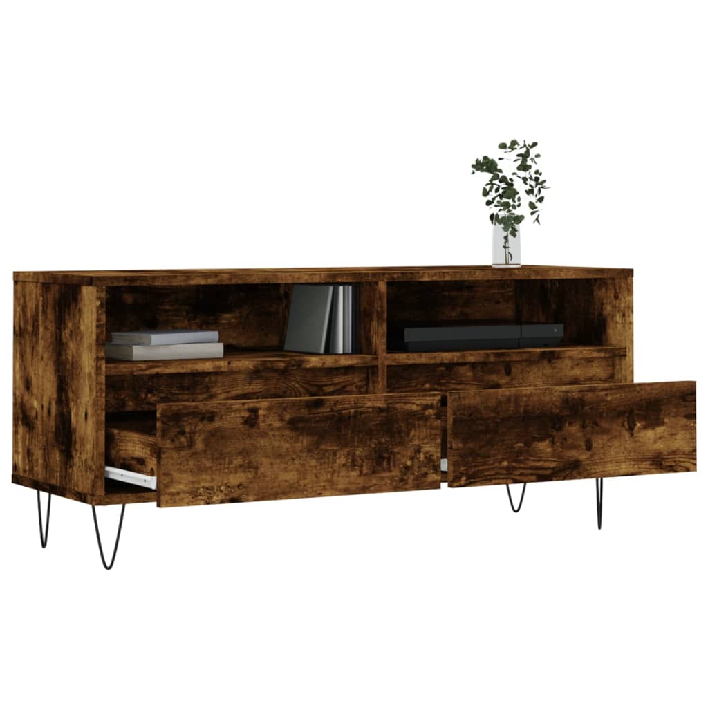 vidaXL Comodă TV, stejar fumuriu, 100x34,5x44,5 cm, lemn prelucrat vidaXL Comodă TV, stejar fumuriu, 100x34,5x44,5 cm, lemn prelucrat