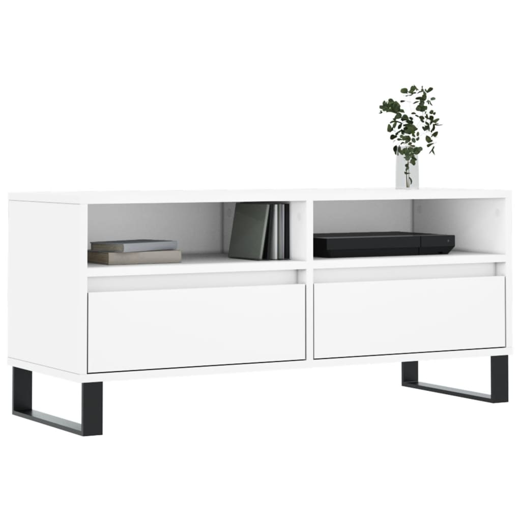 vidaXL Comodă TV, alb, 100x34,5x44,5 cm, lemn prelucrat