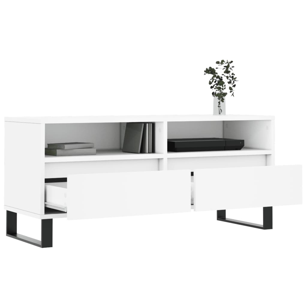 vidaXL Comodă TV, alb, 100x34,5x44,5 cm, lemn prelucrat