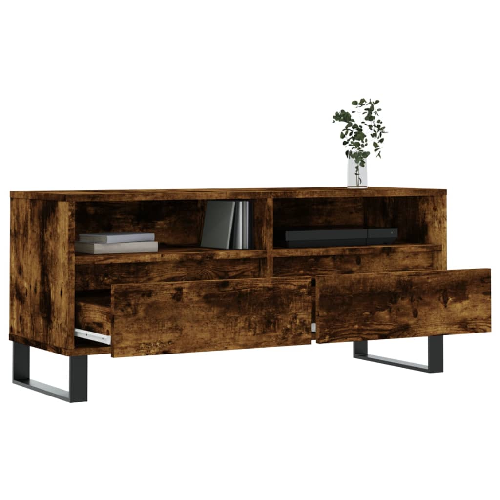 vidaXL Comodă TV, stejar fumuriu, 100x34,5x44,5 cm, lemn prelucrat vidaXL Comodă TV, stejar fumuriu, 100x34,5x44,5 cm, lemn prelucrat