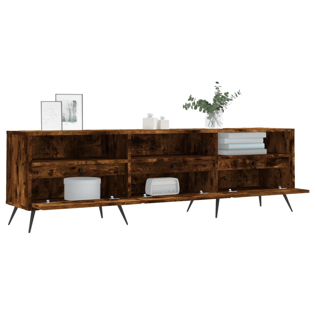 vidaXL Comodă TV, stejar fumuriu, 150x30x44,5 cm, lemn prelucrat