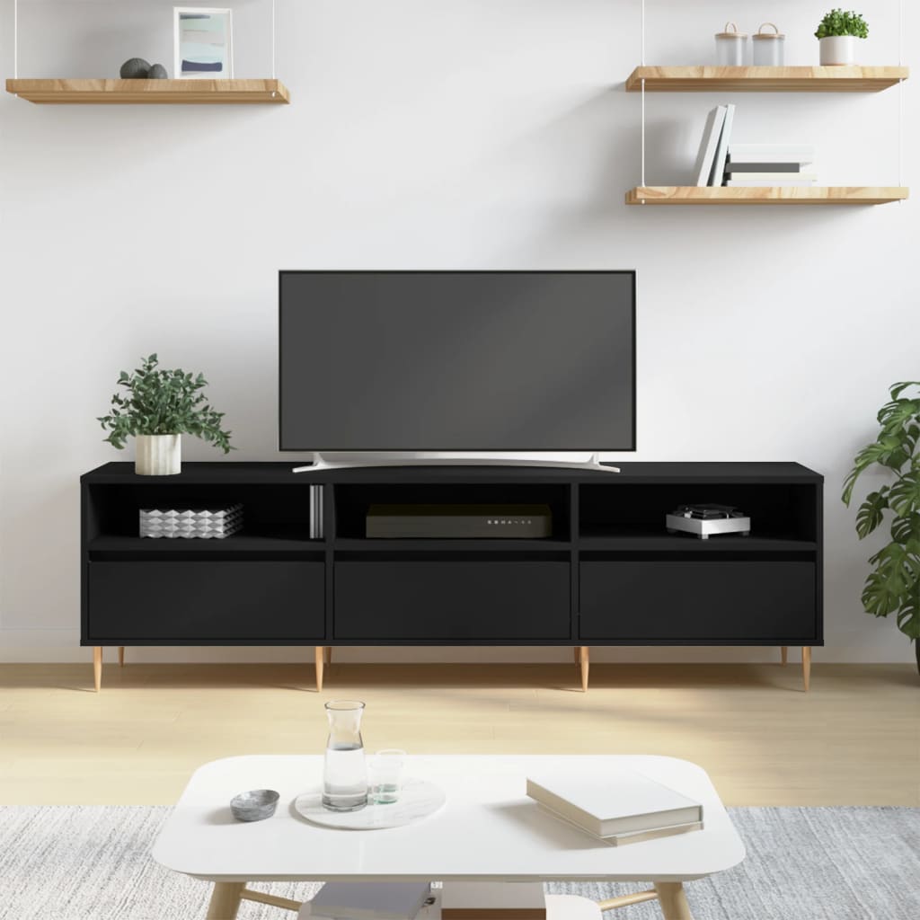 vidaXL Comodă TV, negru, 150x30x44,5 cm, lemn prelucrat