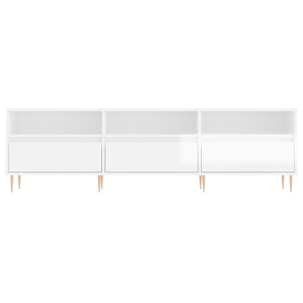 vidaXL Comodă TV, alb extralucios, 150x30x44,5 cm, lemn prelucrat