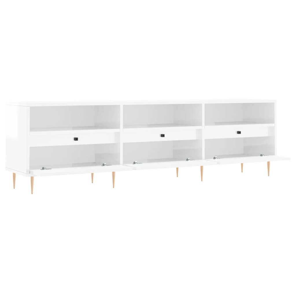 vidaXL Comodă TV, alb extralucios, 150x30x44,5 cm, lemn prelucrat