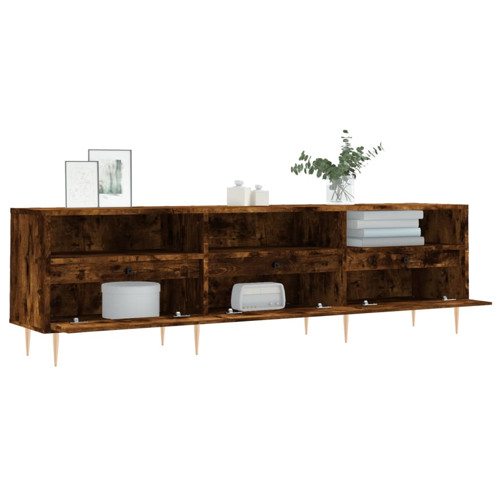 vidaXL Comodă TV, stejar fumuriu, 150x30x44,5 cm, lemn prelucrat