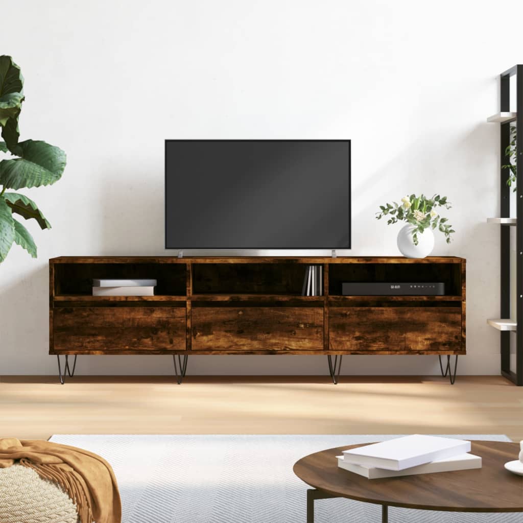 vidaXL Comodă TV, stejar fumuriu, 150x30x44,5 cm, lemn prelucrat