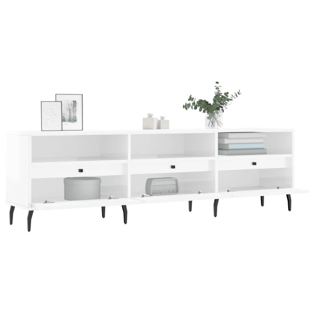 vidaXL Comodă TV, alb extralucios, 150x30x44,5 cm, lemn prelucrat vidaXL Comodă TV, alb extralucios, 150x30x44,5 cm, lemn prelucrat