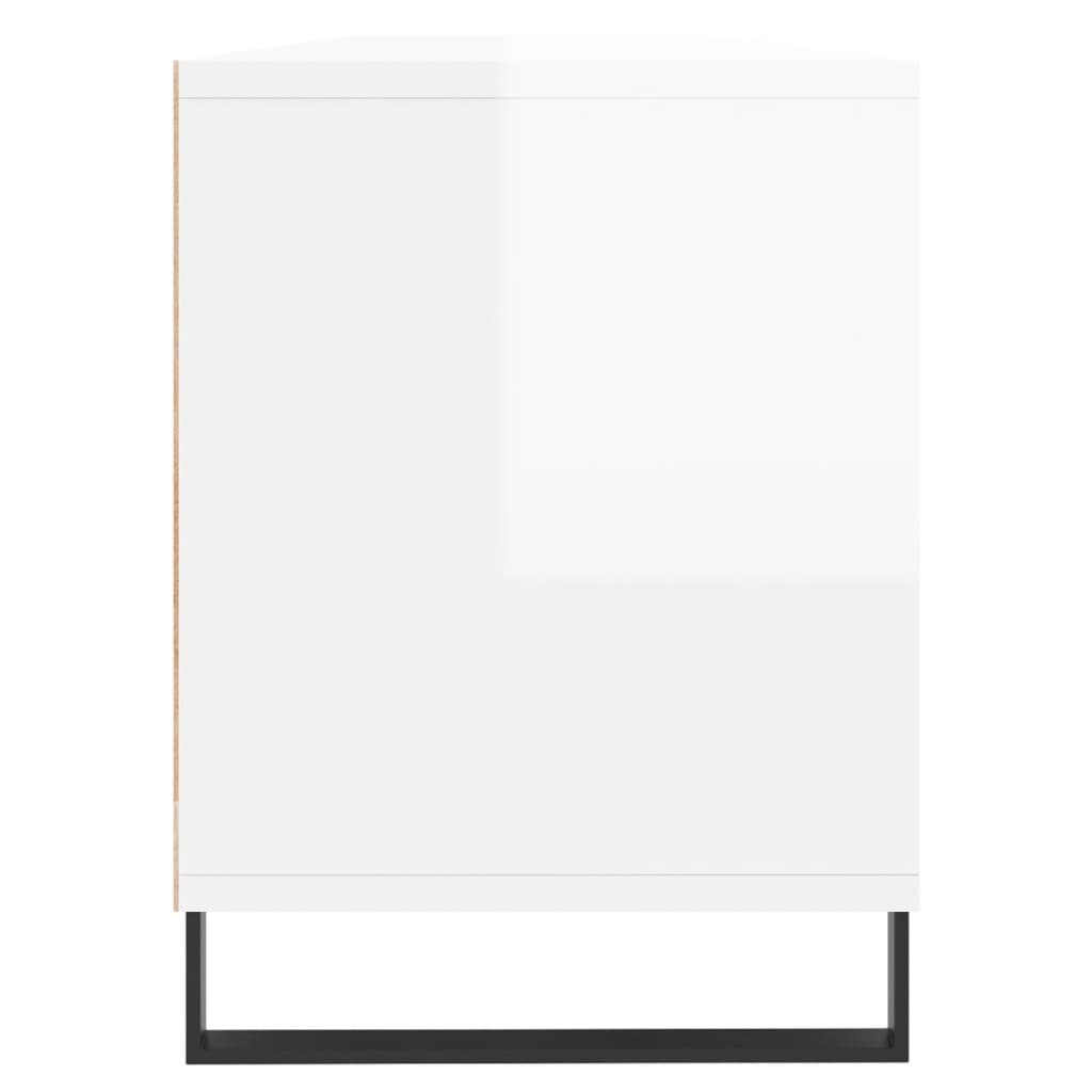 vidaXL Comodă TV, alb extralucios, 150x30x44,5 cm, lemn prelucrat
