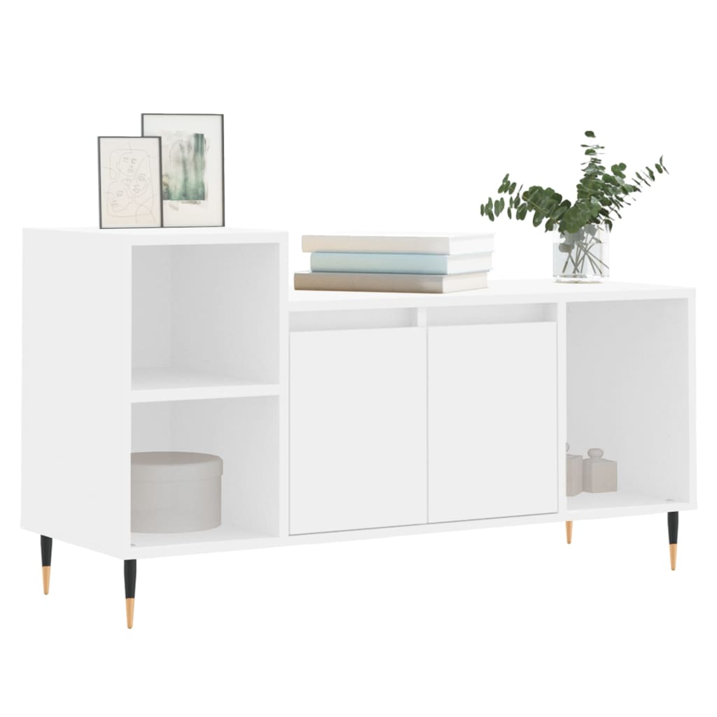 vidaXL Comodă TV, alb, 100x35x55 cm, lemn prelucrat