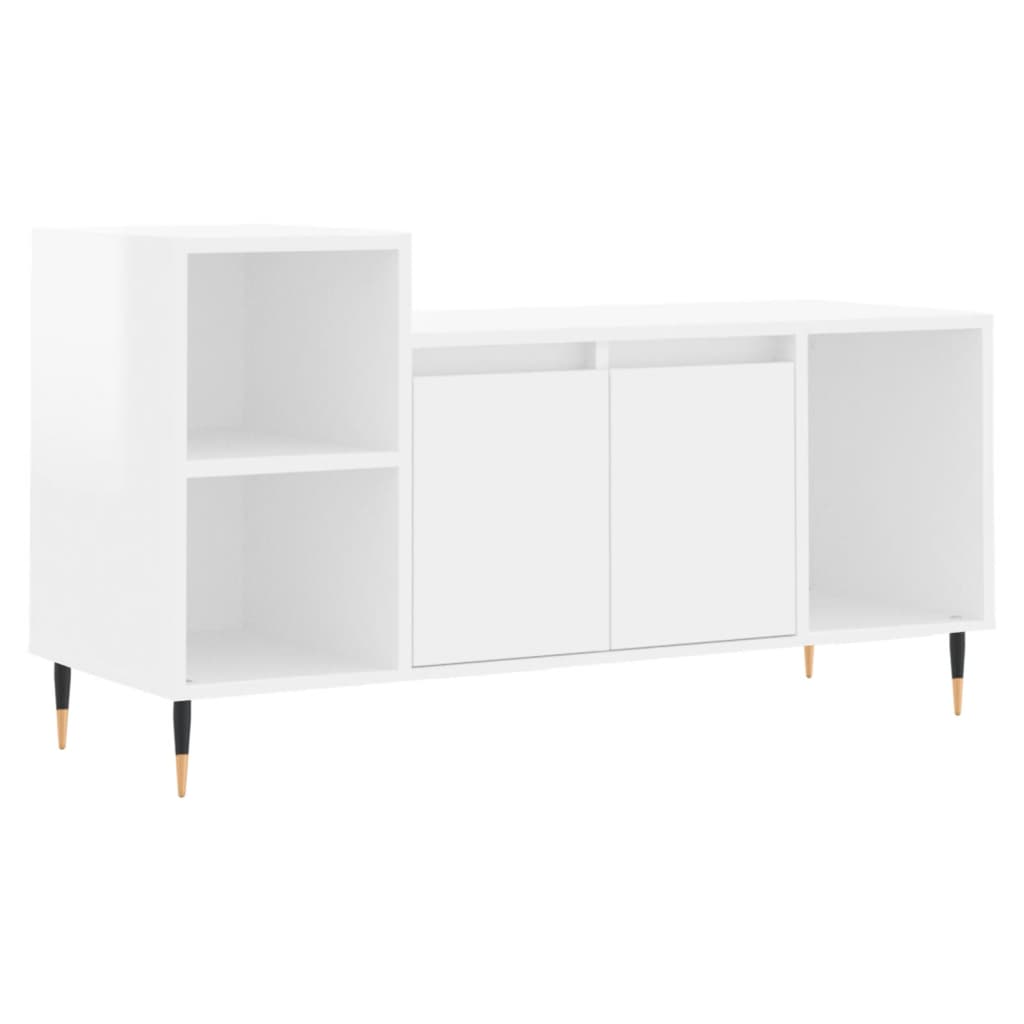 vidaXL Comodă TV, alb extralucios, 100x35x55 cm, lemn prelucrat