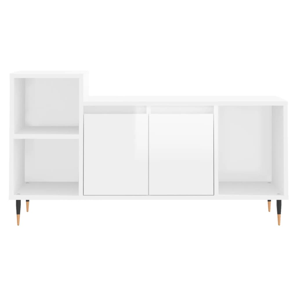 vidaXL Comodă TV, alb extralucios, 100x35x55 cm, lemn prelucrat