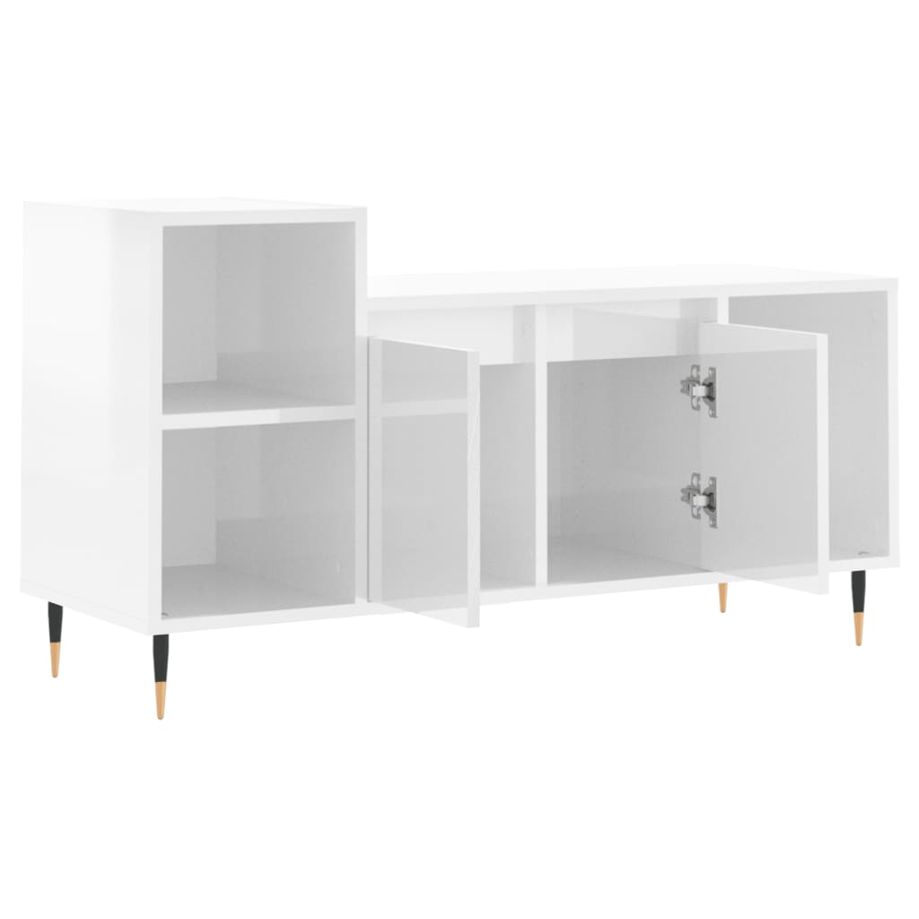 vidaXL Comodă TV, alb extralucios, 100x35x55 cm, lemn prelucrat