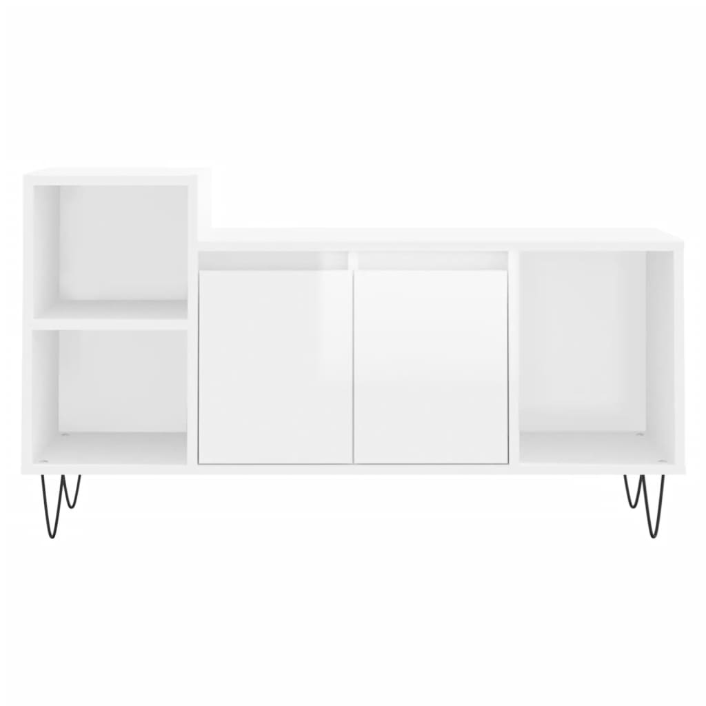 vidaXL Comodă TV, alb extralucios, 100x35x55 cm, lemn prelucrat