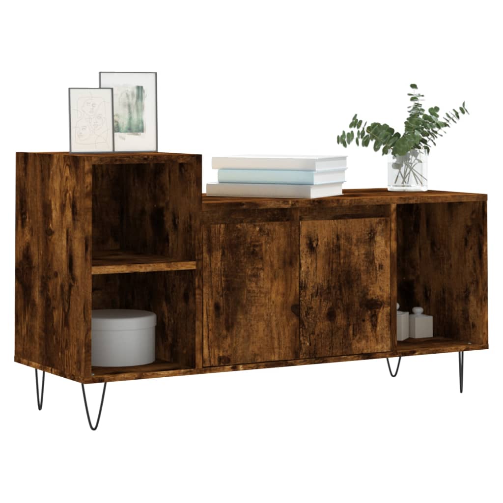 vidaXL Comodă TV, stejar fumuriu, 100x35x55 cm, lemn prelucrat vidaXL Comodă TV, stejar fumuriu, 100x35x55 cm, lemn prelucrat
