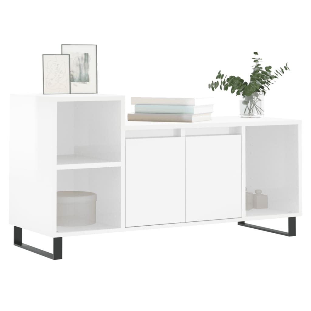 vidaXL Comodă TV, alb extralucios, 100x35x55 cm, lemn prelucrat
