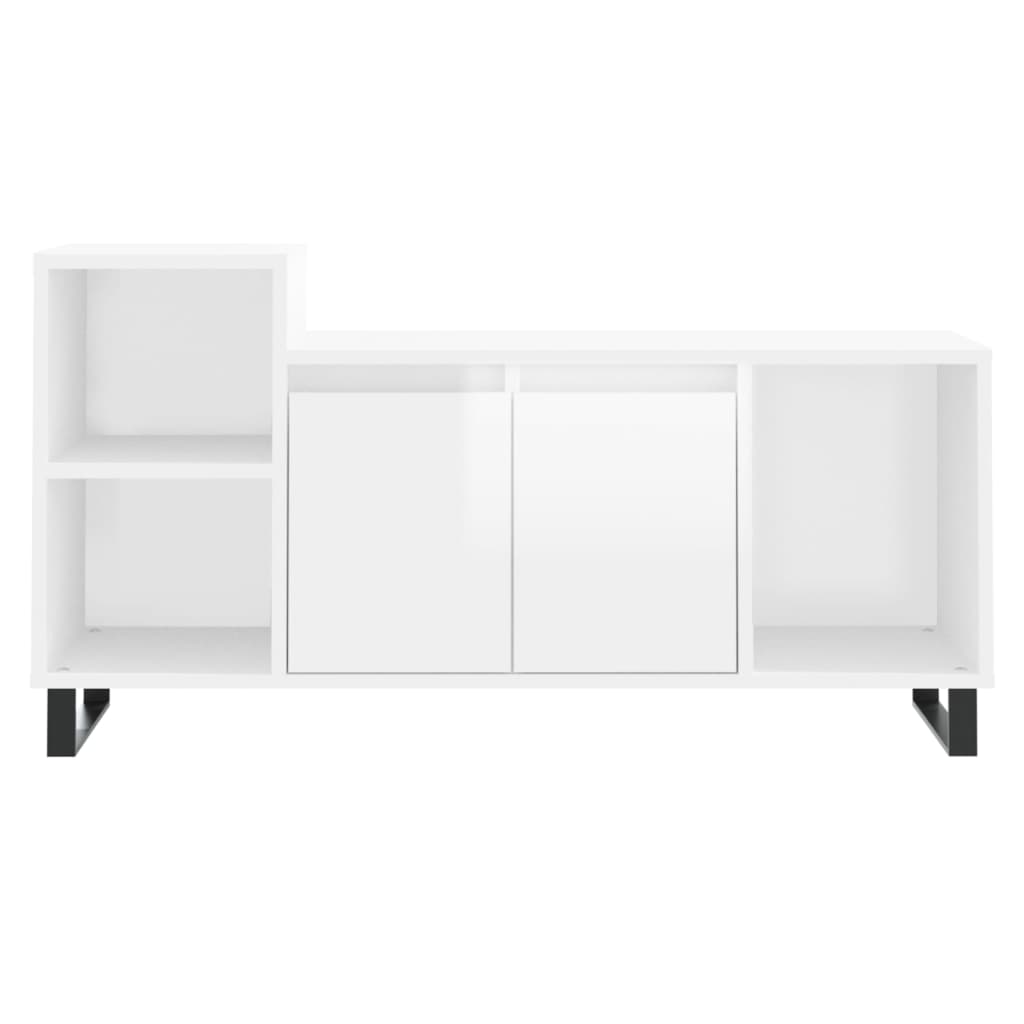 vidaXL Comodă TV, alb extralucios, 100x35x55 cm, lemn prelucrat